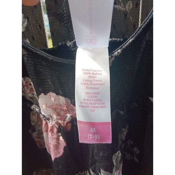 Black & Pink floral sheer/solid top junior's medium 7/9 - Picture 8 of 8
